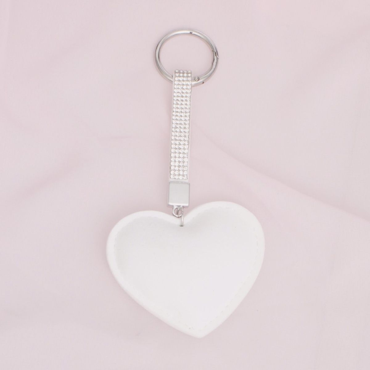 Handbag Clip Gleaming White Heart Padded Charm