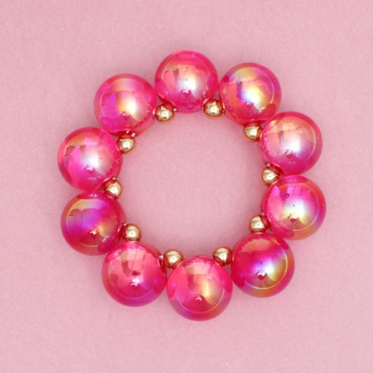 Bracelet Fuchsia Iridescent Bubble Ball Bead