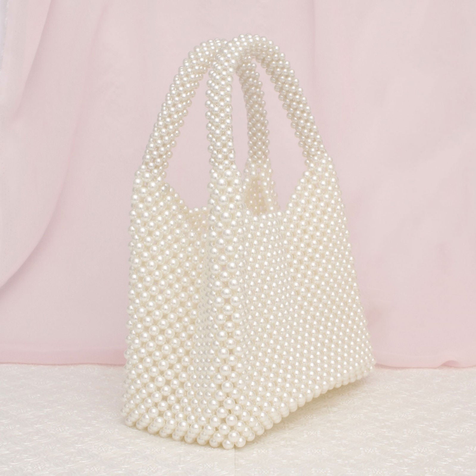 Top Handle Luxe Lady Cream Pearl Hollywood Handbag