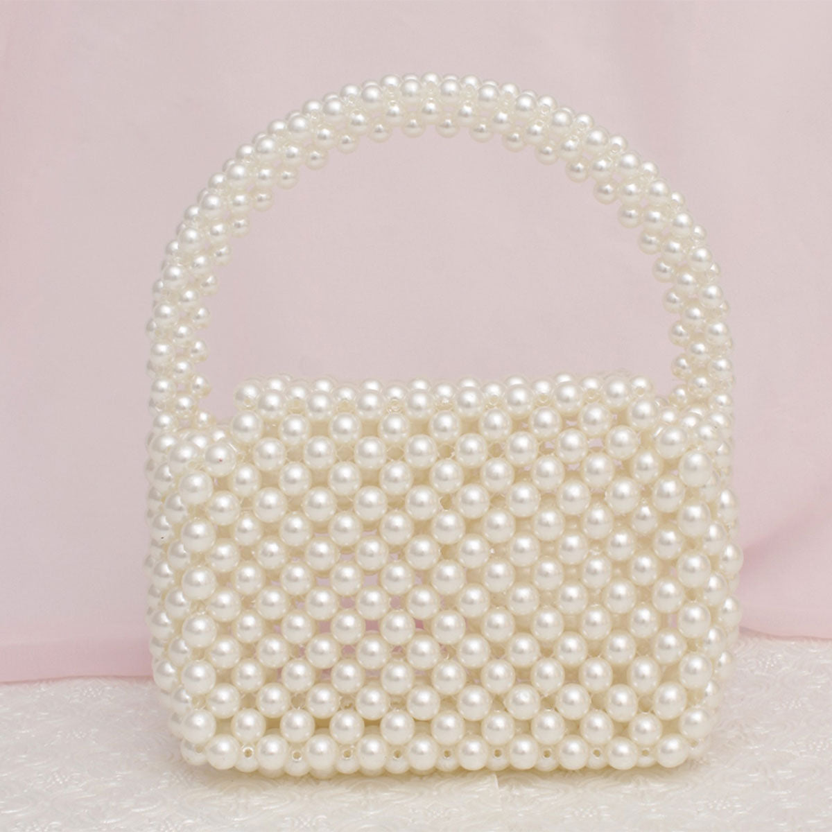Top Handle Retro Luxe Cream Pearl Flap Handbag